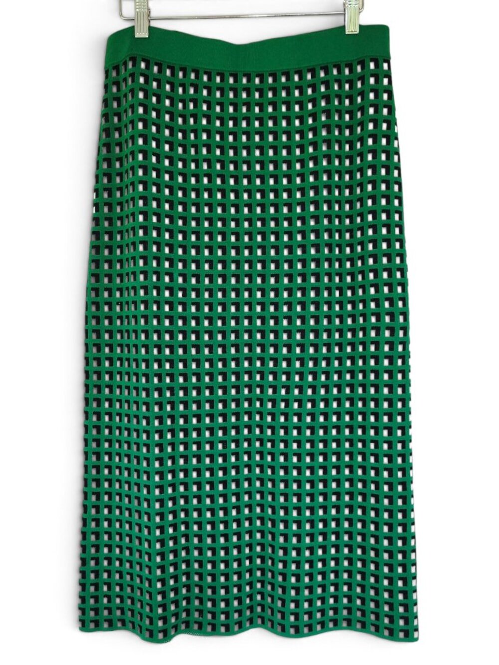 Banana Republic Green Sweater Knit Skirt in Geometric Green and White Pattern